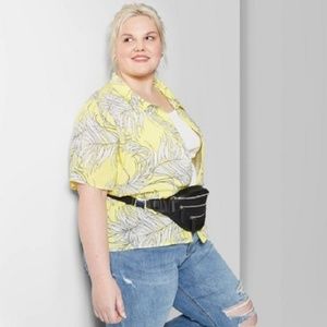 Yellow Floral Hawaiian Print Button-Down Shirt